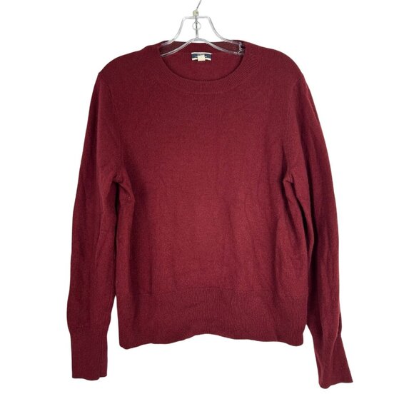 J.CREW Sweaters - J Crew Womens 100% Cashmere Classic-fit Crewneck Sweater Burgundy Size Large